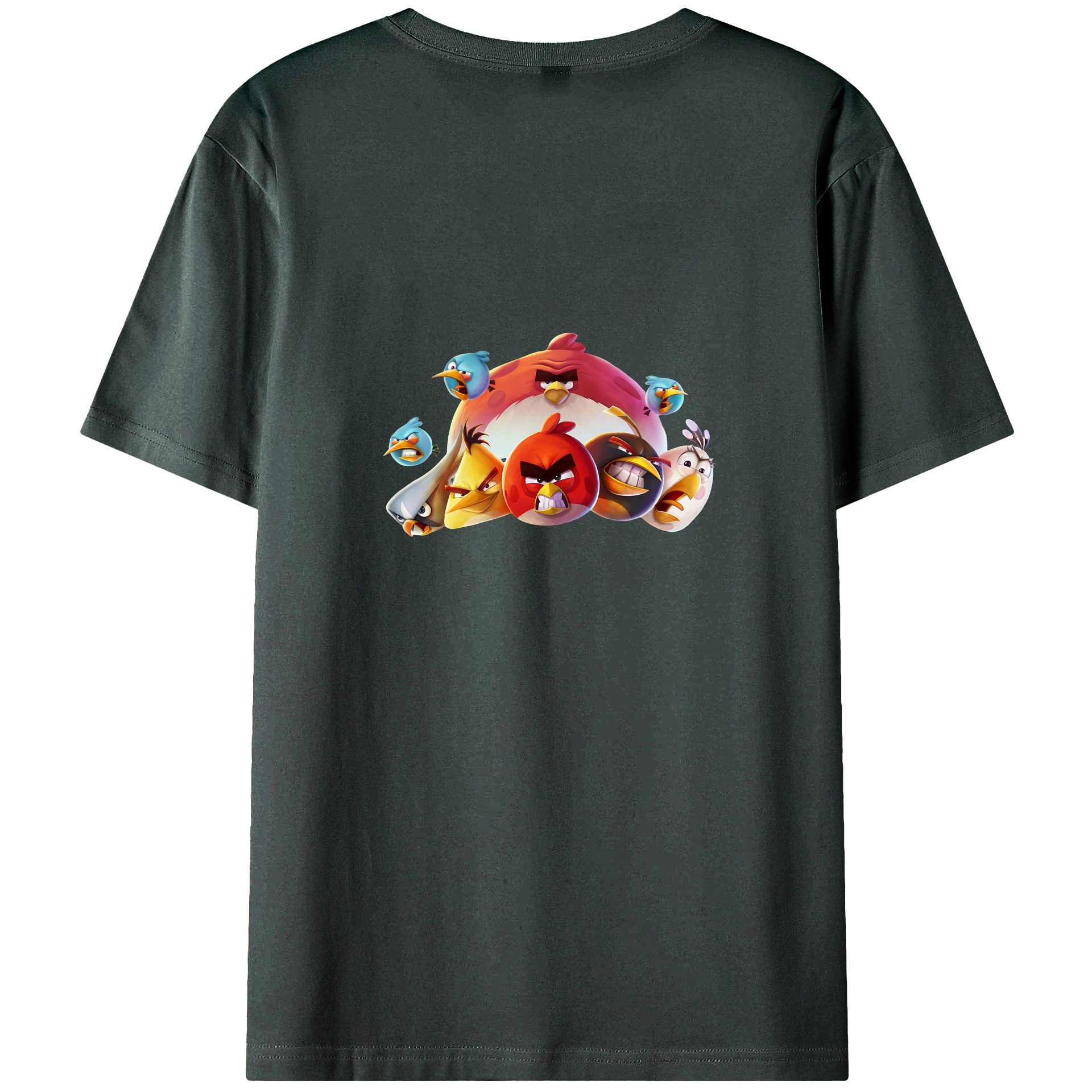 （画像用） Angry Birds アングリーバード 綿100％ メンズ半袖Tシャツ（バックプリント） 通気性